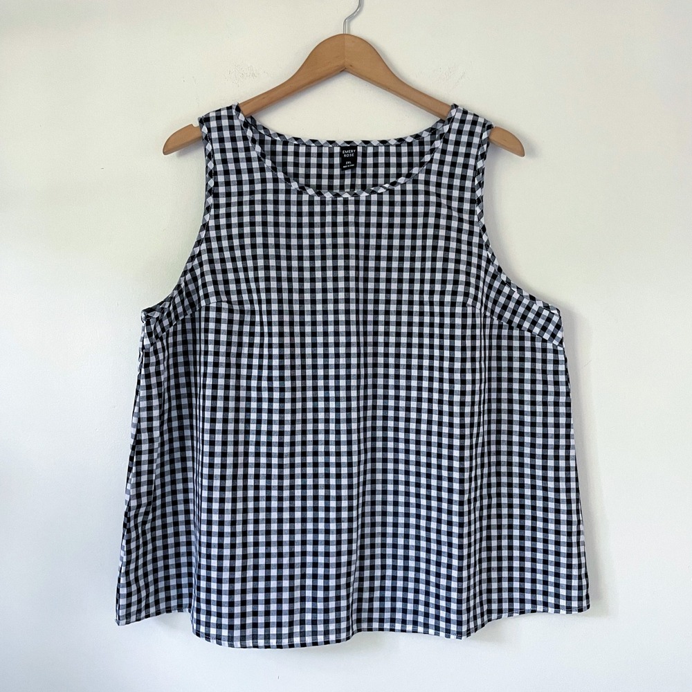 Emery Rose Black White Gingham Tank Top Sz 2XL Sleeveless Cottagecore Picnic